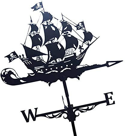 Wetterfahne, Wikinger-Schlachtschiff, Metall, Vintage-Piratenschiff, Windrichtungsanzeige für Außenbereich, Garten, Dach, Paddock, Dekoration