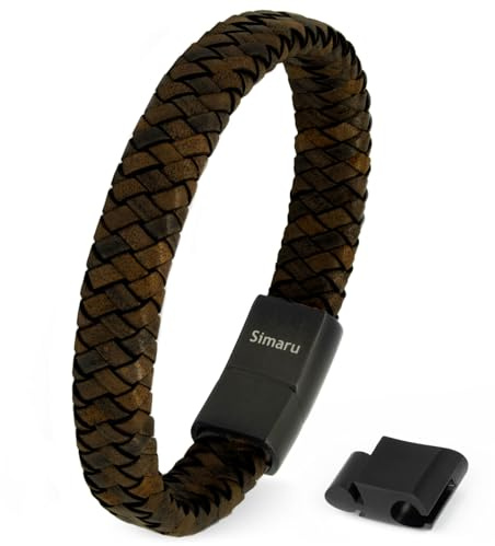 Simaru Lederarmband für Frauen & Männer, Echtleder-Armband mit Edelstahl Hakenverschluss, Premium-Qualität Made in Germany