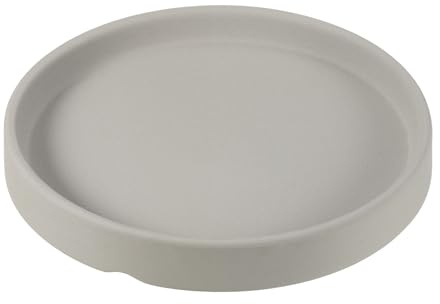 PATIKIL Sottovasi per Piante 5 Pollici, Vassoio di Raccolta Rotondo in Ceramica per Interni Esterni, Grigio Chiaro