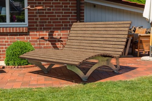 SCALANT Waldsofa Classic mit Polsterauflage Wave + Kissen + Schutzhülle, WPC-Latten, für 2-3 Personen, Sonnenliege, Außenliege, Wellenliege, Relaxliege, Liege für den Garten, feuerverzinkt