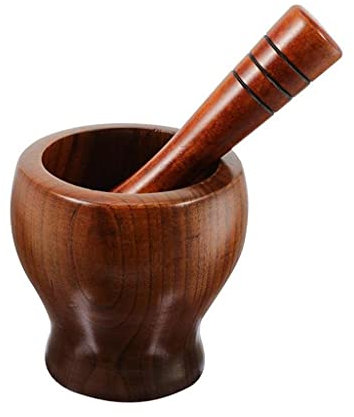 EUTYRG Set Knoblauchmörser Stößel Set Holz Knoblauchmühle Manueller Knoblauchpresser Küchenhelfer
