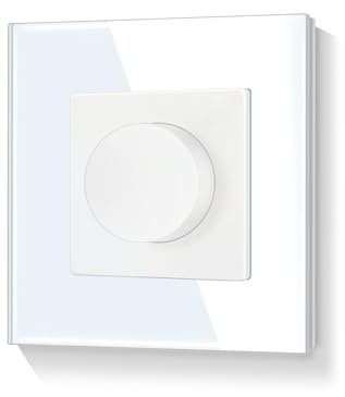 LIAONFOY Variateur d'intensité - Bouton rotatif - Interrupteur rotatif encastré - Pour ampoules LED à intensité variable et ampoules halogènes - Blanc - 110-220 V - 86 mm