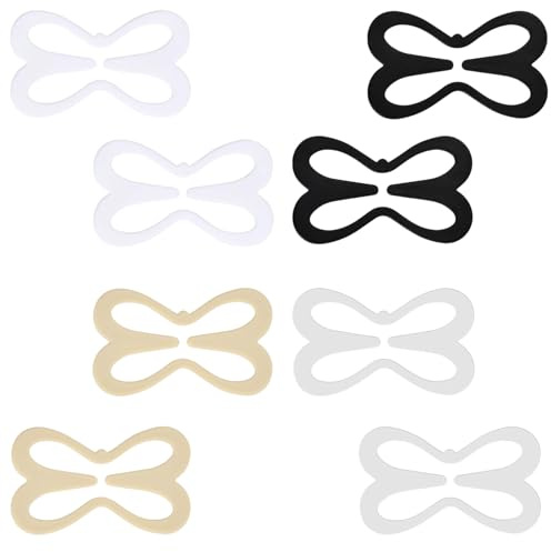 Irikdescia 8 Stück BH-Träger Clips, Oval Libellenform Racerback-BH-Clips Set, für Brautkleider, Fitnesssport, Verhindern Schultergurte Rutschen (Hautfarbe, Weiß, Schwarz, Transparent)