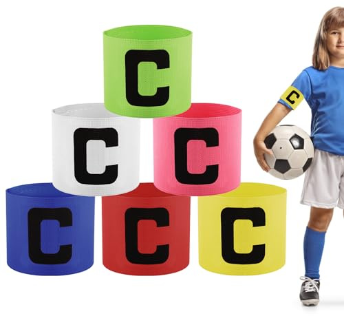 6 stycken kaptensbindel barn fotboll kaptensarmband fotboll spelguide bindel justerbar captainarmband elastisk kaptensbindel män flerfärgad spelförbindelse för fotboll, rugby (barnstil)