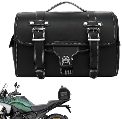 Wezalget Motorrad Hecktasche | Retro Motorrad Rücksitztasche Motorrad Leder Satteltasche Motorrad Gepäcktasche Motorrad Aufbewahrungstasche | mit 4 abnehmbaren Befestigungsgurten
