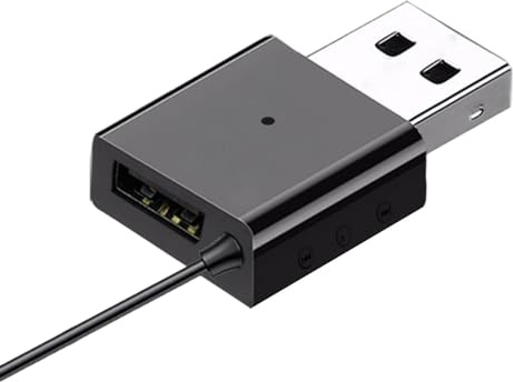 Bexdug Adaptador Auxiliar con USB, Receptor para Coche Auxiliar - Receptor inalámbrico con Entrada Auxiliar Jack de 3,5 mm | Reproducción de música, micrófono Incorporado para Altavoces