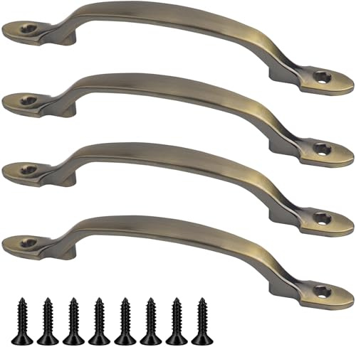 Roellgs 4pcs Door Handles， D Handle， Gate Handle for Wooden Gates，Suitable for Bathroom Barns Shed Pull Handle Cabinet (Retro Colour)
