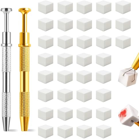 Eiito Aura Lot de 100 éponges à ongles souples pour ombre, avec 2 stylos de préhension, outils de manucure Aura (argent + or)