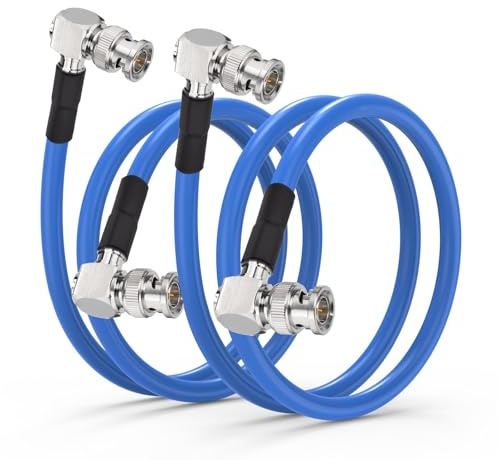 Superbat Cavo SDI 60cm 3G/6G/12G BNC Angolato 75 Ohm Maschio a Maschio RG6 | 2 Pezzi, Doppia Schermatura, Corto, Placcato Oro, 4K UHD/8K, per Blackmagic, Videocamere, Convertitori, Monitor, CCTV