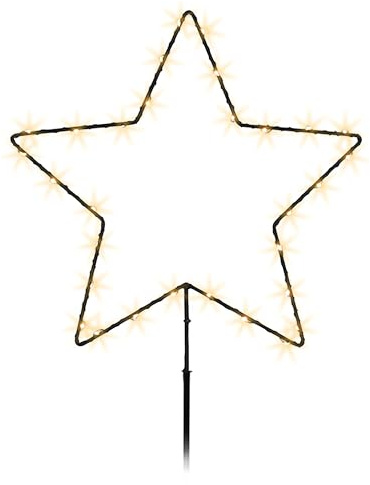 LED Gartenstecker Stern Silhouette mit Timer - 70 x 30 cm - Metall Schattenbild beleuchtet mit Gold LED Batterie betrieben - Beet Stecker Weihnachten Winter Garten Deko Beleuchtung