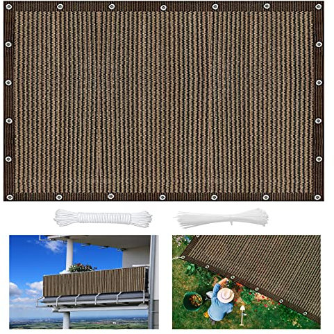 Brown Sun Shade Sail 1.5 x 3 m 95% UV Block Permeable Breathable Outdoor Rectangular Shade Cloth with Free 1 × 5 m Ropes for Garden Patio Party