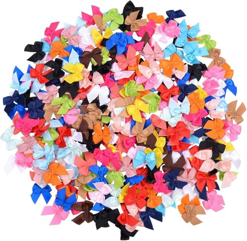 Angelkiss 200 Stück Mini-Satinband-Schleifen, DIY Handwerk zum Nähen von Blumen, Applikationen, Basteln, Dekoration, Haar-Accessoires für Hochzeit Geschenk-Box (mehrfarbig)