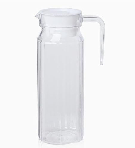 Pichet en plastique transparent de 1 litre avec couvercle et bec verseur, 1 l pour réfrigérateur, thé glacé, jus d'orange, bouilloire pour la maison, les petits bars, restaurants, chevet, récipient