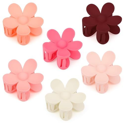 6 Stück Matte Blumen Haarspangen Mit Rutschfest Haarklammer, Haarklammern Mit Blumenmuster