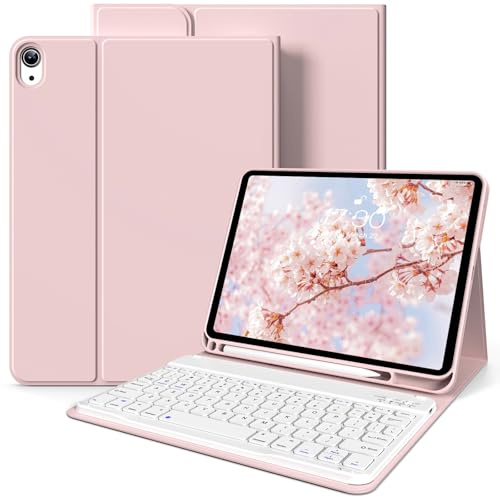 zoyu Keyboard Case for iPad (A16) 11 Inch, iPad 10th Generation 10.9 Inch | Magnetically Detachable Wireless Keyboard, Smart Stand Cover with Pencil Holder, for iPad 11/10th Gen (2025/2022), Light Pink