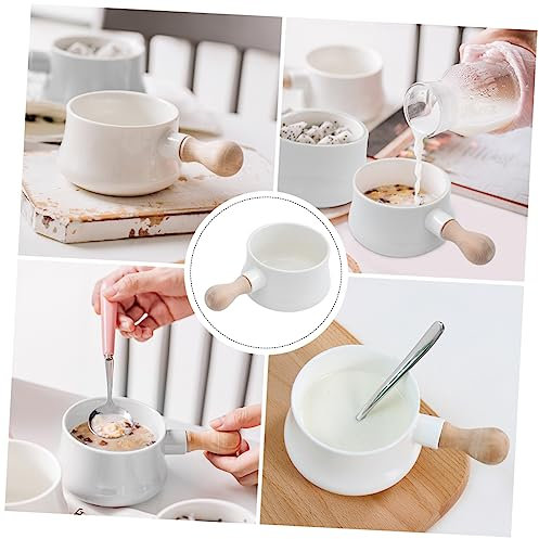 MAGICLULU Ciotola Per Zuppa in Ceramica Con Manico Per Dessert Colazione Pasta Bianca 380 Ml Danese