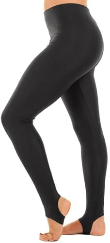 ANZEE Shiny Stirrup Leggings for Girls Versatile Stretchy Activewear Comfortable for Kids Dance Ballet Gymnastics Sports and Everyday Wear (5-6 Black P1)