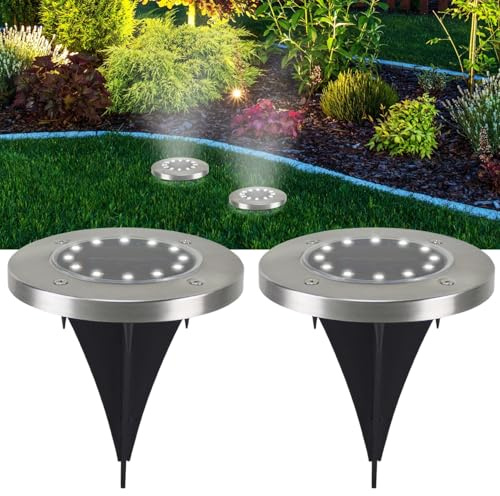 BEPER P207ILO020 2 Faretti Solari da giardino, Lampade a 12 LED impermeabili, illuminazione per vialetti e strade segnapassi, luci solari con sensore di luce integrato