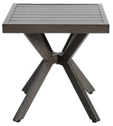 Tavolo quadrato in alluminio per esterni, per patio, grigio scuro, backyard, piscina, interni Companion, facile manutenzione e resistente alle intemperie