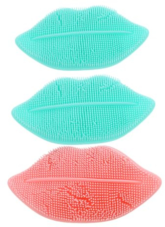 minkissy Silikon Lippenpeelingbürste 3 Stücke Kleiner Gesichtsreinigungsbürste für Sanftes Lippenpeeling Ergonomisch Tragbar für Reisen mit Weichem Silikon