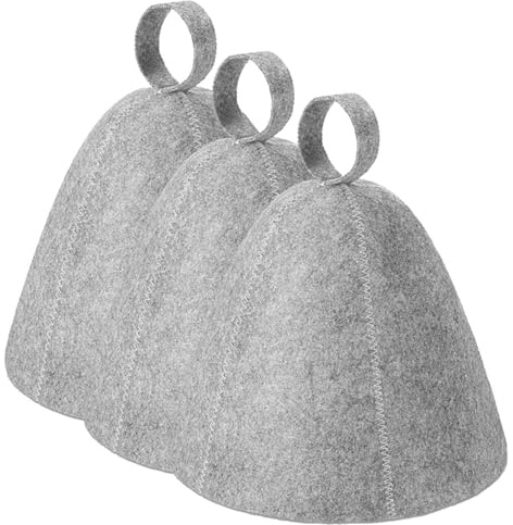 xianxikaitech 3 Pcs Sauna Hat for Women and Men, Felted Steam Room and Home Sauna Accessories, Heat Resistant Sauna Cap with Grey Color (3-Pack)