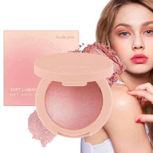 Rubor en Polvo,Maquillaje Rubor en Polvo para el Rostro - Productos de Belleza con Brillo Duradero, Cosméticos Altamente Pigmentados para Mujeres y Niñas de Todos los Tonos de Piel, Maquillaje de