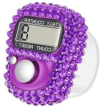 Contatore elettronico per dita, comodo contatore digitale portatile, mini contatore per giri, ripristinabile, per conteggio merci da golf, contatore di giri, colore: viola