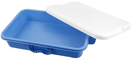 BESTonZON Portable Small Sand Tray with Lid and Handle Multifunctional Storage Box for Outdoor Play and Organization Blue Sandbox Case for Indoor and Travel Use