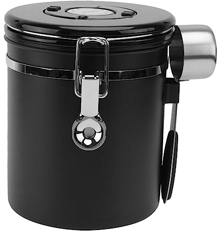 DECORNIJIA Tarro Hermético para Café y Té Envase de Almacenamiento de Alimentos con Válvula Unidireccional Acero Inoxidable Resistente y Seguro para Granos y Productos Secos