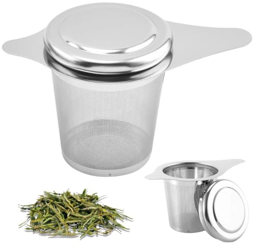 KIRZAX Filtre à Thé,1PCS Infuseur à thé Trou Fin en 304 Acier Inoxydable,Maille fine, Réutilisable Infuseur à Thé,avec Couvercle,Infuseur the Pour Tasse, Filtre pour Théière, Tasse, Bouteille, Verre