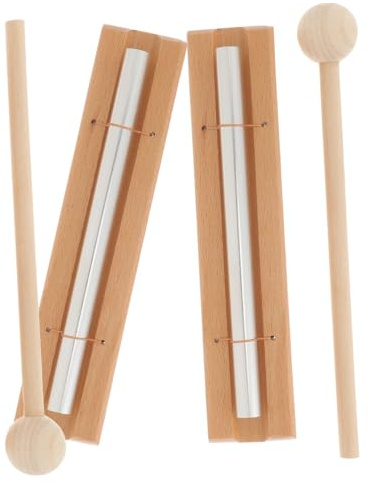 WEKADRIN 2 Stück Handglockenspiel Aus Metall Und Holz Leichthändig Meditationsfördernd Achtsamkeitsglocke Für Unterricht Und Yoga Klanginstrument Zur Konzentrationsförderung
