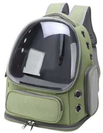 Katzenrucksack mit transparenter Kuppel, bis 7 kg | Atmungsaktive Tragetasche für Katzen & Kleine Hunde | Großer Innenraum für Reise, Wandern, Outdoor (42 cm Höhe) (A)