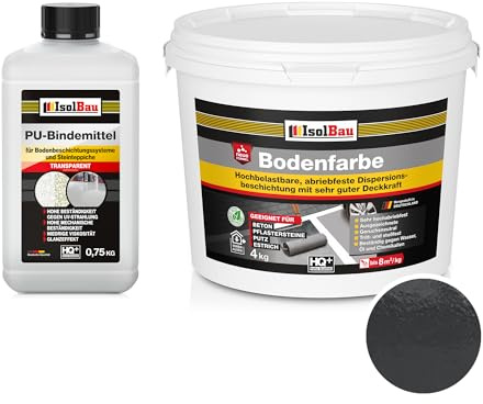 Isolbau - 2K PU-Bodenbeschichtung für Innen- und Außenböden - Bodenfarbe Anthrazit mit PU-Bindemittel für Garagen, Werkstätten, Kellern - Garagenboden-Beschichtung - Betonfarbe 4kg