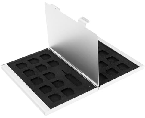 Levemolo Boîte De Protection Antichoc pour Cartes Sim Et Mémoire, Étui Porte-Cartes Léger en Alliage 304 Inoxydable, Format Compact 6 Emplacements, Rangement Voyage Sécurisé Portable