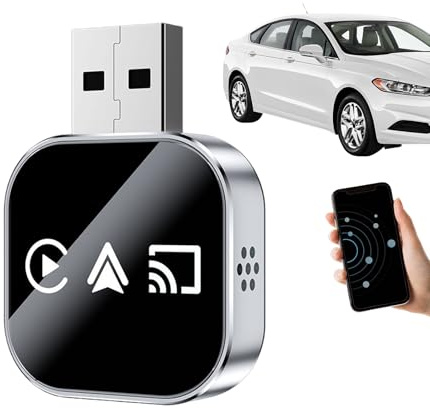 Generico Adattatore Wireless per Auto,Convertitore Plug and Play | Mirroring Wireless Telefono per Schermo Auto,per Uso Quotidiano Viaggi Lunghi Guida Urbana Streaming Musica Chiamate Parcheggio