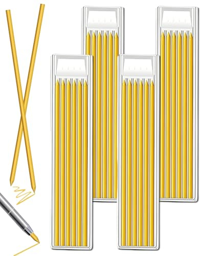 FUGLUS Confezione da 24 mine per matita da falegnameria, mine di ricambio per matita da falegnameria da 2,8 mm, adatte per matite Pica Dry, mine di ricambio per matita, mine piene di ricambio - Giallo