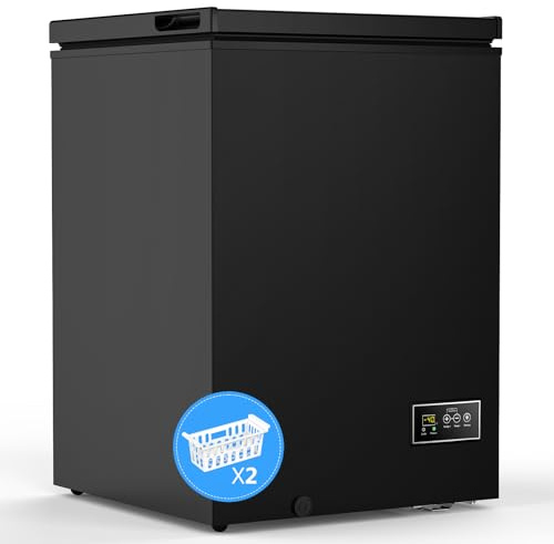 COWSAR 3.5 Cu.Ft Chest Freezer, 14℉ to -40℉ Ultra-Low Temperature Deep Freezer with 2 Removable Stainless Steel Baskets, Electronic Control, 7 Level Adjustable Thermostat