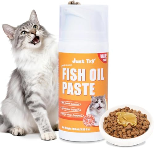 Just Try Fish Oil Paste for Cats with Salmon Oil, Chicken Flavor 100ml | Omega 3 for Cats, Salmon Oil & Cat Vitamins, Cat Treats for Indoor Cats, Skin & Coat Health Support, Chicken Flavor