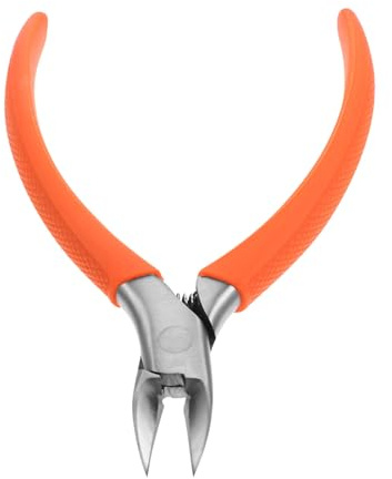 Abaodam Cortaúñas Profesional para Uñas de Manos y Pies Mango de Silicona Naranja, Alicates de Acero Inoxidable para Cuidado de Cutículas y Piel Muerta, Herramienta Compacta para Pedicura