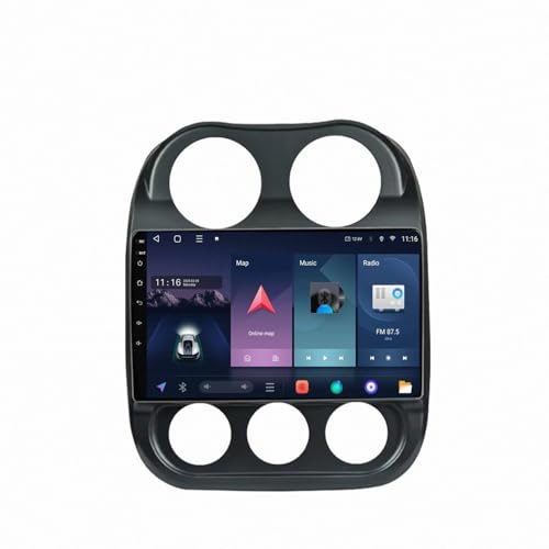 Bilnavigering för Jeep Compass Patriot 2010-2016 Dashcam Carplay Och Android Auto, Bärbar Bilstereo, Bilstereomottagare Med Backkamera Bilradio Stereo Gps Navi, 8 Kärna 8G＋256G