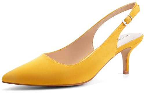 Greatonu Pointed Toe Sandals Slingback Kitten Heels Pointed Toe Pumps Ladies Shoes Heels Dressy Work Date Wedding Party