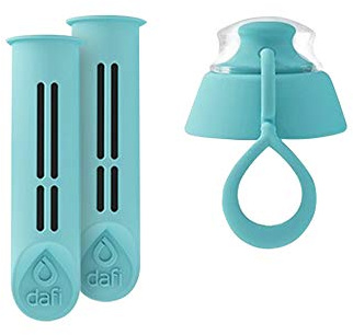 Dafi Water Bottle Filter 2-Pack and Bottle Cap | Made in Europe | BPA- Water Filter | Mint