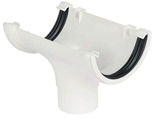 Pack of 2 - FLOPLAST 112mm Half Round Gutter Running Outlet - White