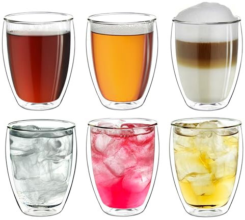 Creano doppelwandige Latte Macchiato Gläser XXL 400ml - Extra großes hitzebeständiges Glas aus Borosilikatglas - 6er Set