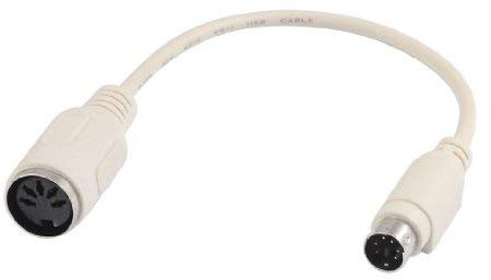 N/A PS / 2 Female to Male Keyboard Adapter Cable Grey 15 cm Long