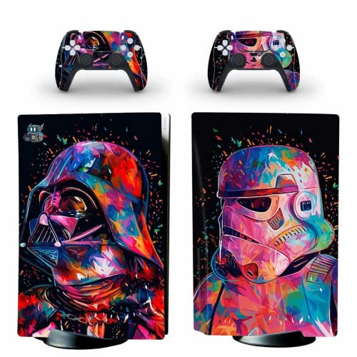 PS5 Disc Skin Wrap Vinyl Sticker Decal Darth Vader Rainbow Splash - For Playstation 5 Console and 2 Controllers