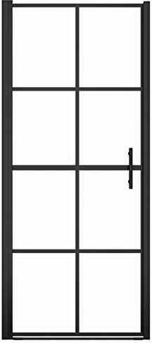 Tidyard duschdörr med rostfritt stålhandtag nisdörr svängdörr duschavskiljare duschvägg härdat glas svart (78–81) x 195 cm