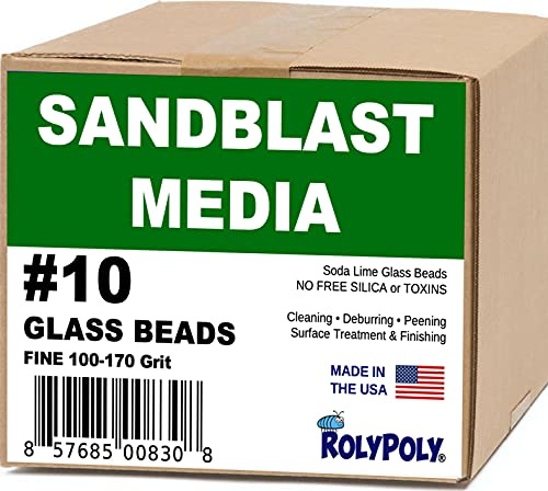 Sandblasting Media Glass Beads #10 (10 LBS) 100-170 Grit for Sandblaster Abrasive, Blasting Gun, Cabinet