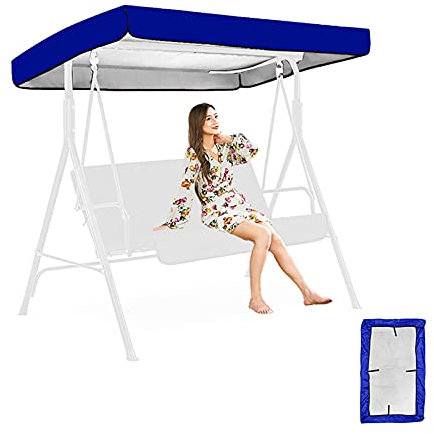 SJASD Ersatzdach Gartenschaukel für Hollywoodschaukel, Universal Schaukel Dach Sonnendach Schaukelüberdachung für 2-Sitzer und 3-Sitzer,Blau,164x114x15cm/65x45x6''