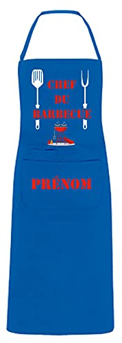 YONACREA - Tablier de Cuisine PERSONNALISABLE - Chef du Barbecue - BLEU